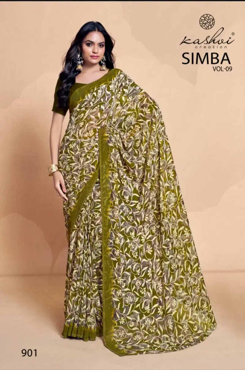 Simba Vol 9 By Kashvi Georgette Daily Wear Sarees Exporters In India